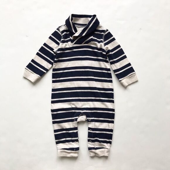 Old navy stripe Shaw neck  jumpsuit EUC  6-12 months - Picture 1 of 6